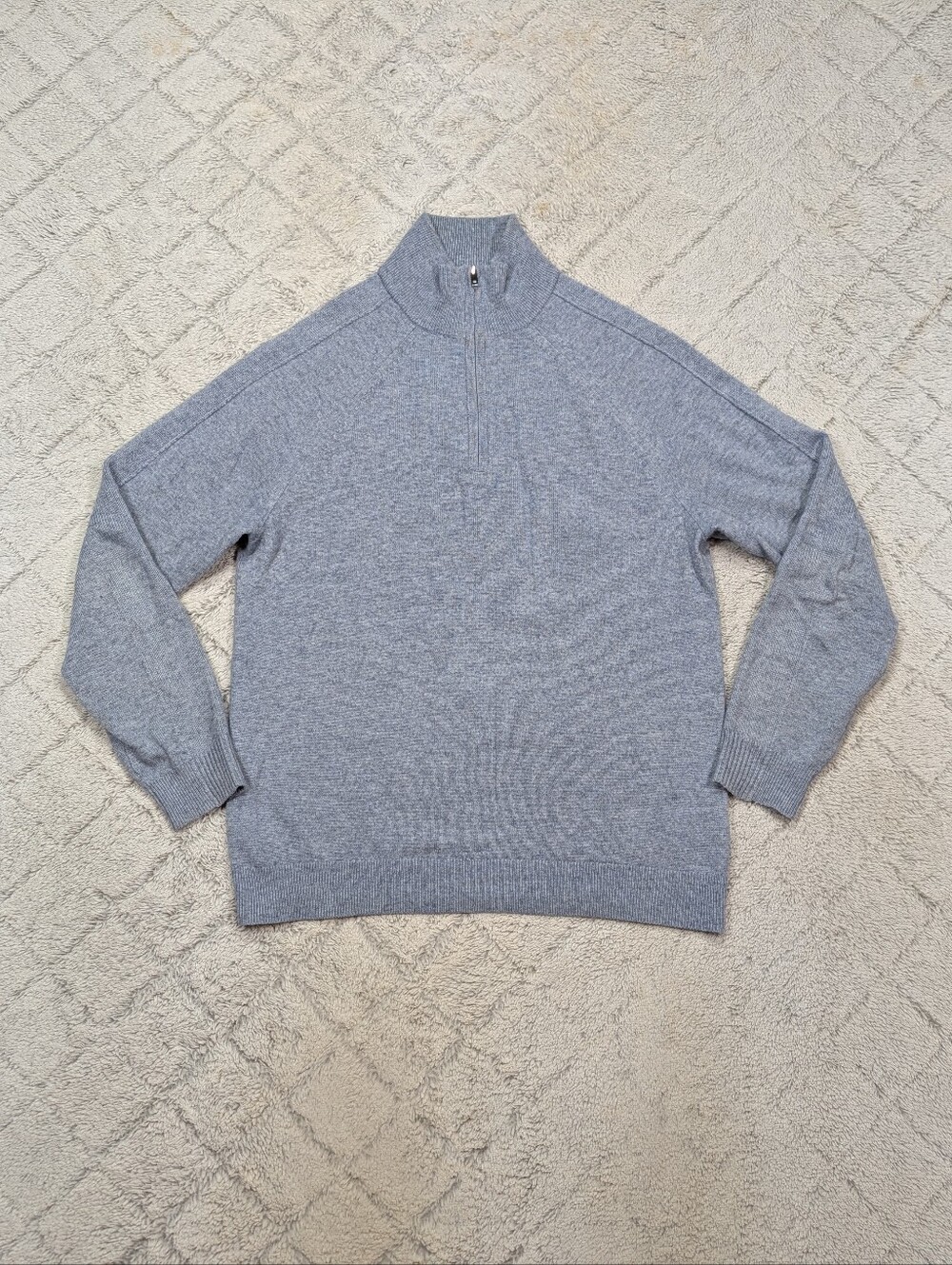 Reiss Sweater Mens S Blue Light Cashmere Wool ¼ Zip Pullover Office Casual
